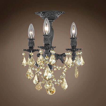 Joshua Marshal Versailles 3 Light Led 13 Dark Bronze Semi Flushmount w/Golden Teak Cr 701579-008